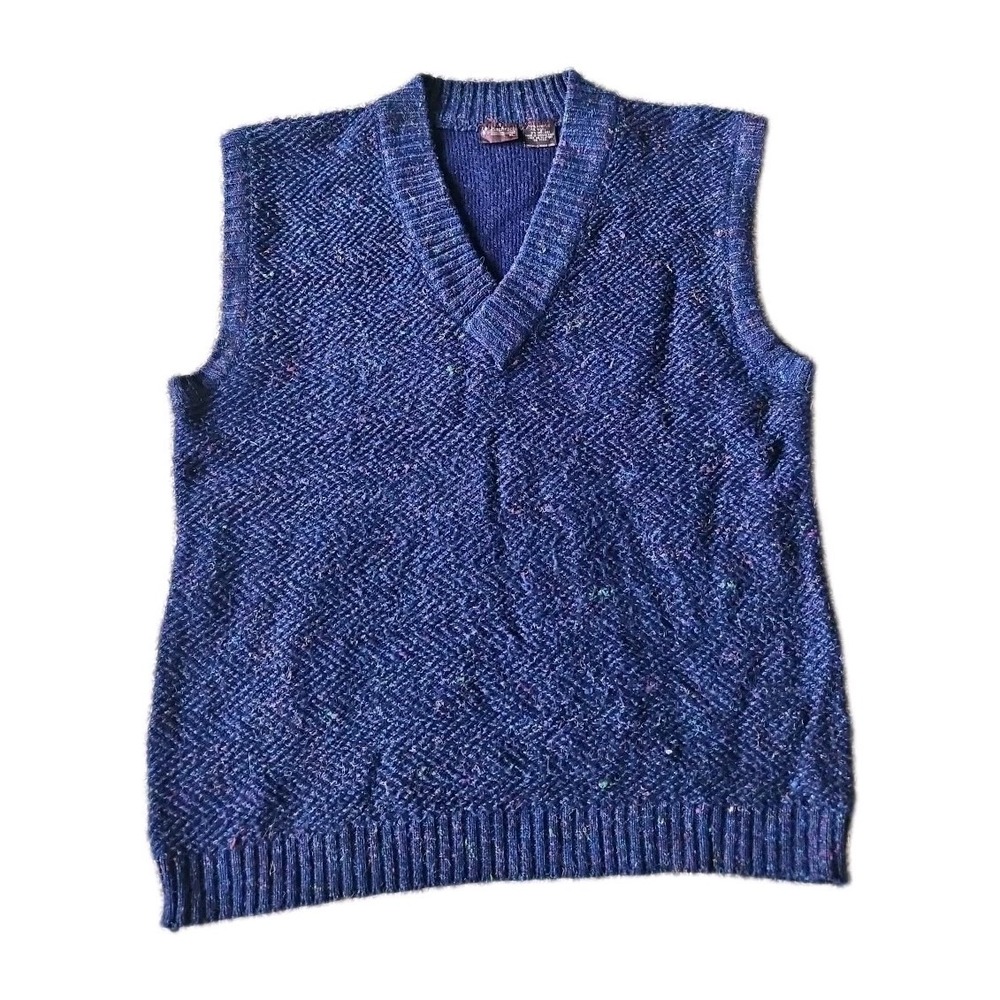 Vintage Mens Bachrach Sweater Vest Size XL Blue With Color Flecks